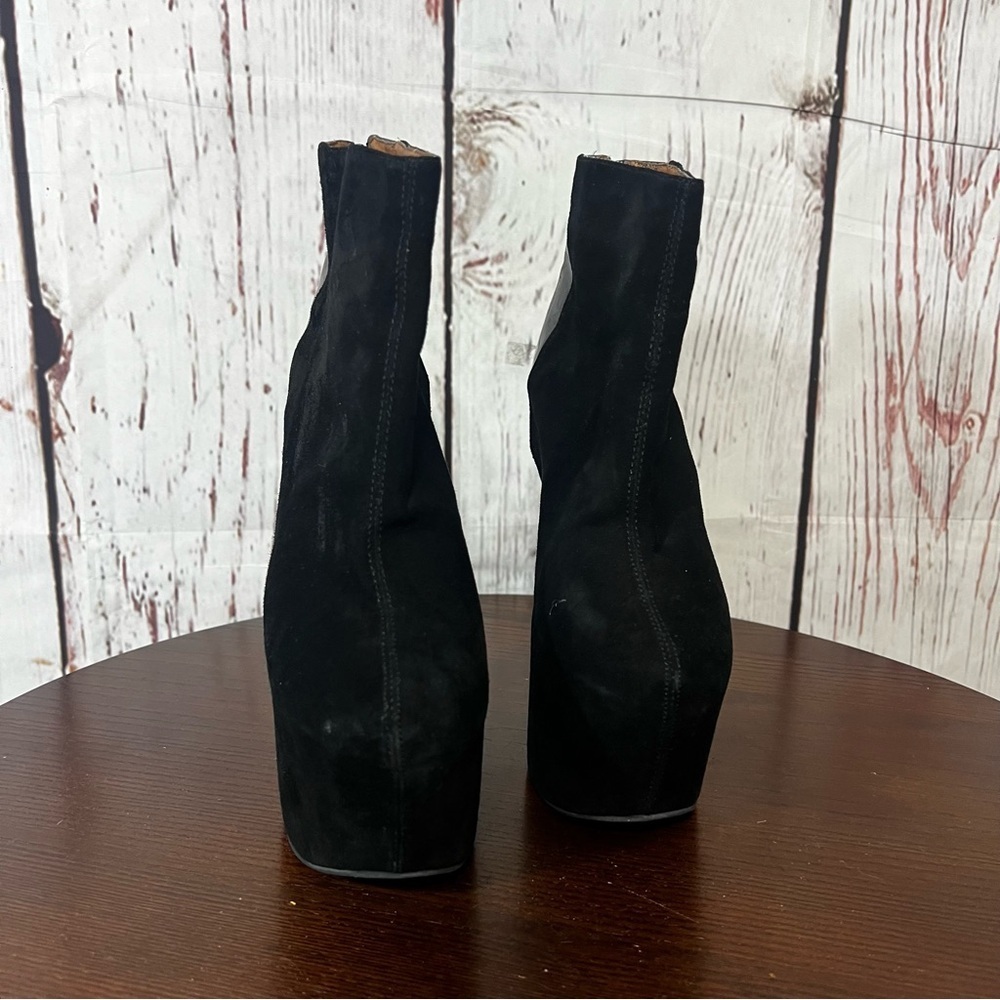JEFFREY CAMPBELL NITE MATE Chic Black Suede & Patent Platform Ankle Booties 7 - Picture 6 of 10